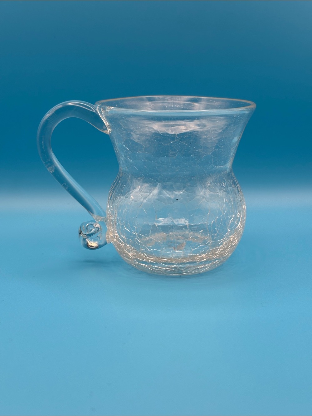 Clear Crackle Glass Bud Vase or Creamer Pitcher with Textured Cracked Appearance - Picture 2 of 5